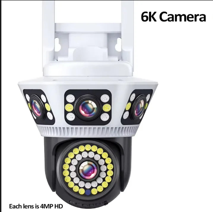Smart Home WiFi Camera 6K Three Screen Security Camera Outdoor Security Protection Auto Tracking Camara 4K Yoosee CCTV Camera