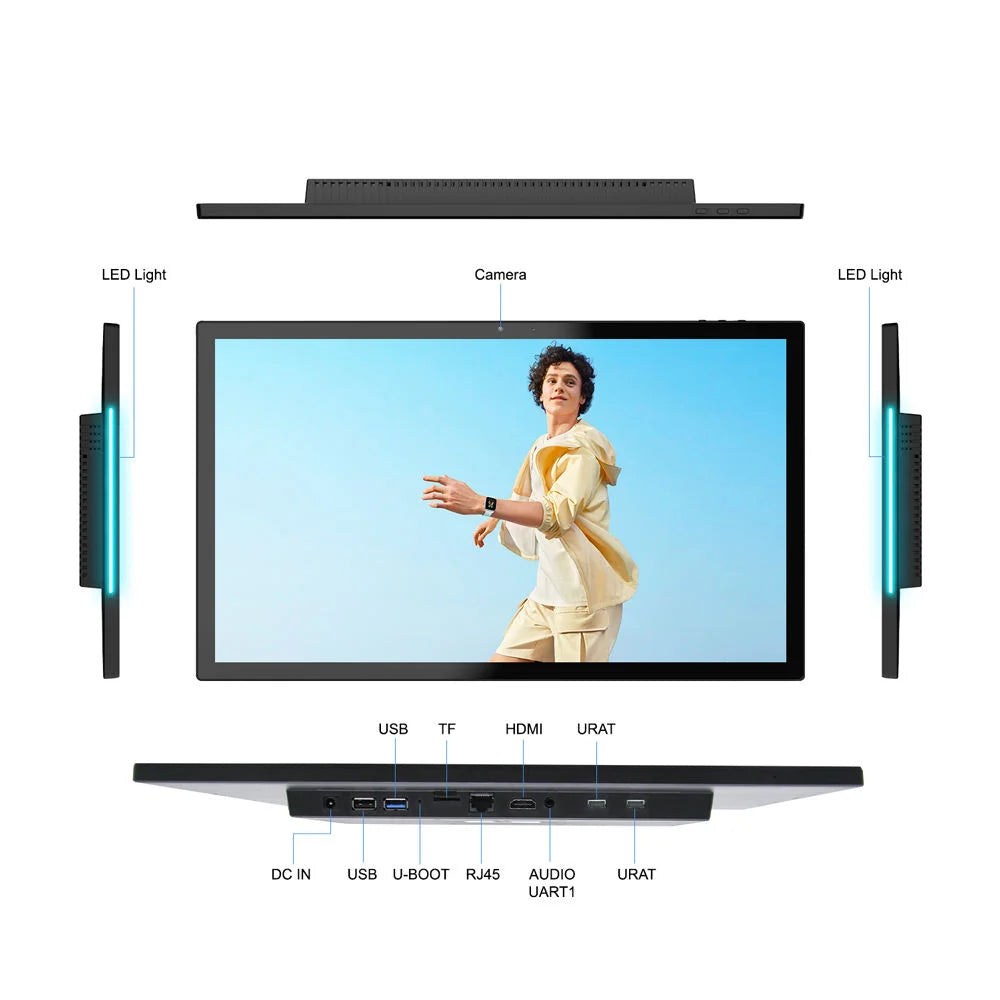 Smart Home Tablet Wall Mount with Double-Sided Lights 15.6 Inch FHD Touch Screen Android 14 8-Core 4G 32G POE for Home Automati