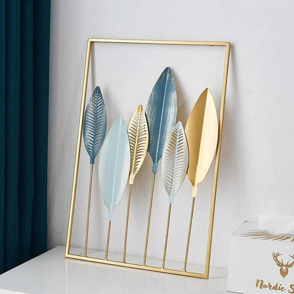 Decoration Wall Hanging Decor Cabinet Living Room Leaves Sculpture Desktop Ornaments Ginkgo Leaf Ornaments Iron Arts Crafts