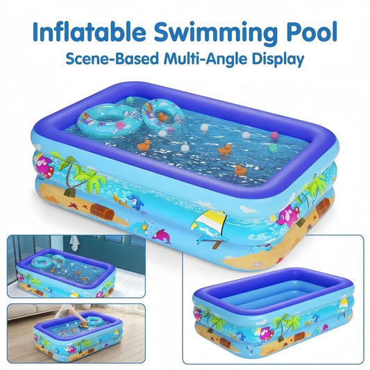 110-180CM Inflatable Swimming Pool Indoor Outdoor PVC Swimming Pool Cartoon Thickening Swimming Pool for Toddler Kids Pool