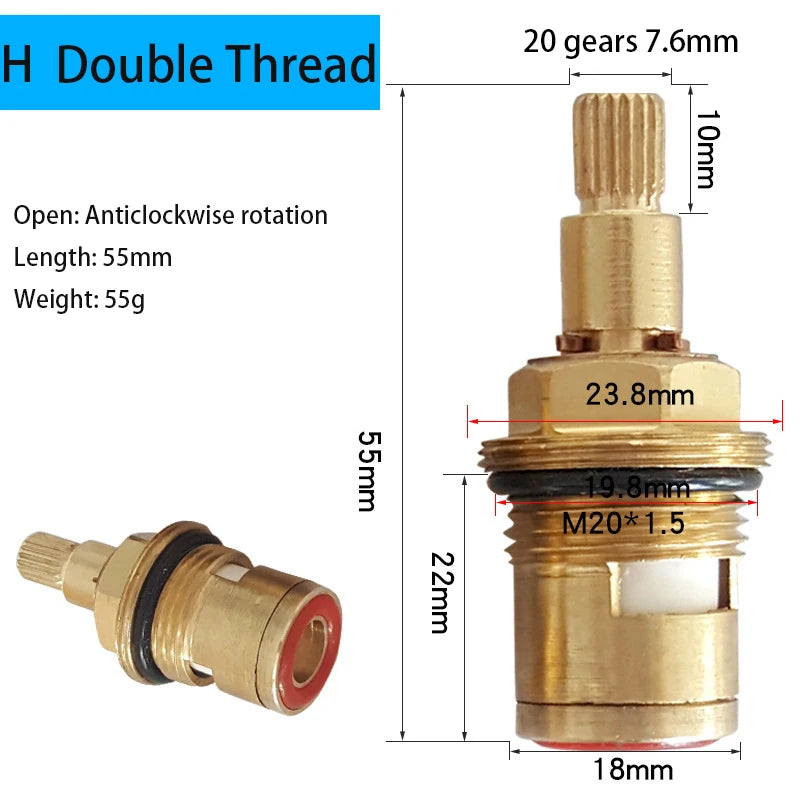 Copper Ceramic Disc Valve Counter/Clockwise Single/ Double Thread For Most Double Handles Kitchen Bathroom Basin Taps 10 Models