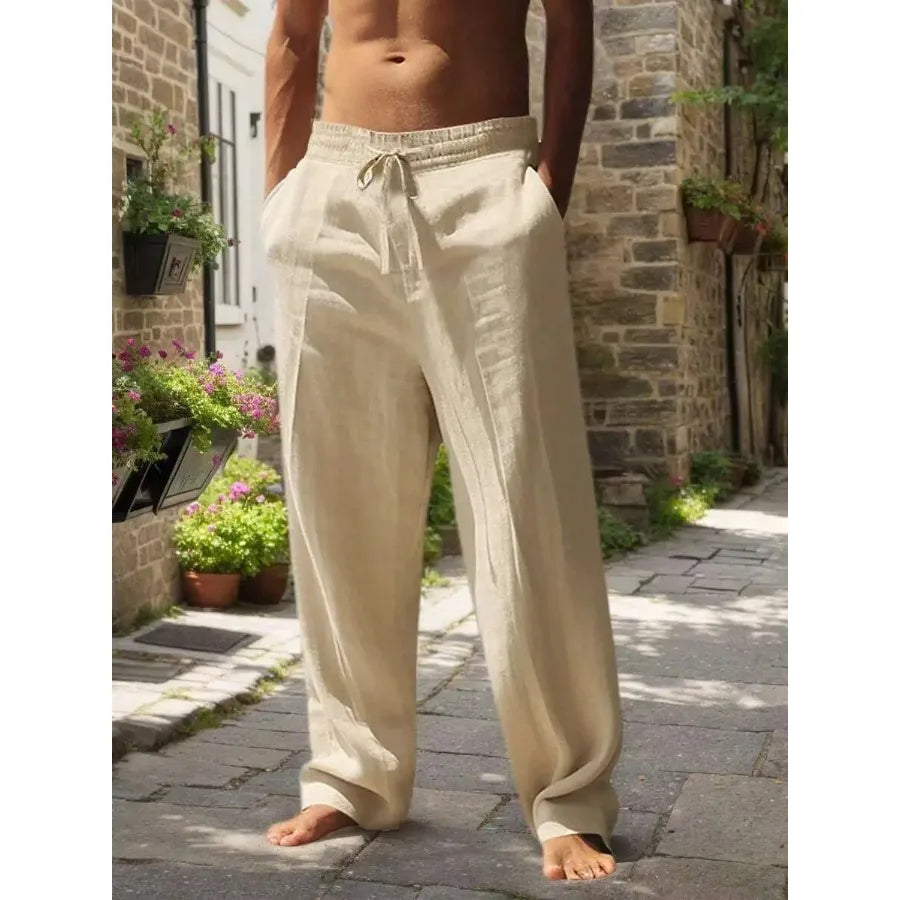 Men's Linen Wide Leg Casual Pants Are Loose Fitting, Breathable And Comfortable, Suitable For All Seasons And Versatile