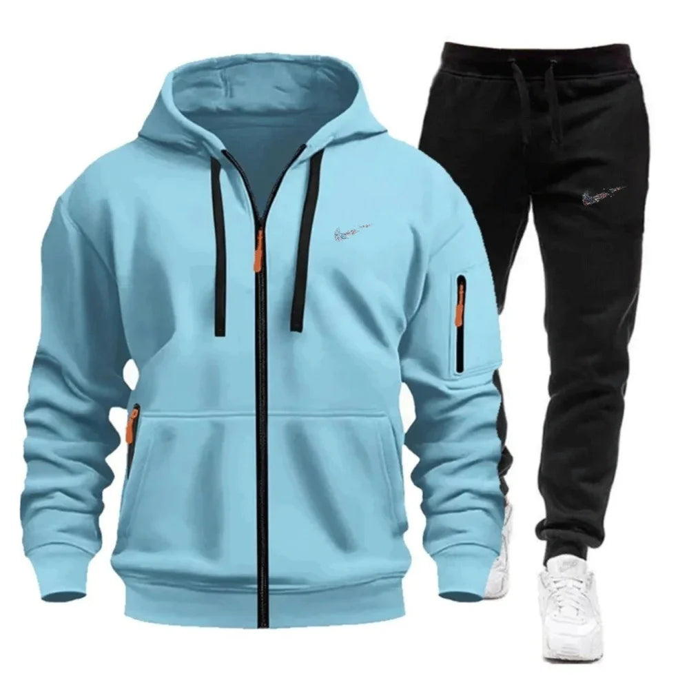 Men's 2-Piece Tracksuit Set Hooded Sweatshirt And Drawstring Pants Sportswear for Running Male Hoodies Unisex Autumn Sportwear