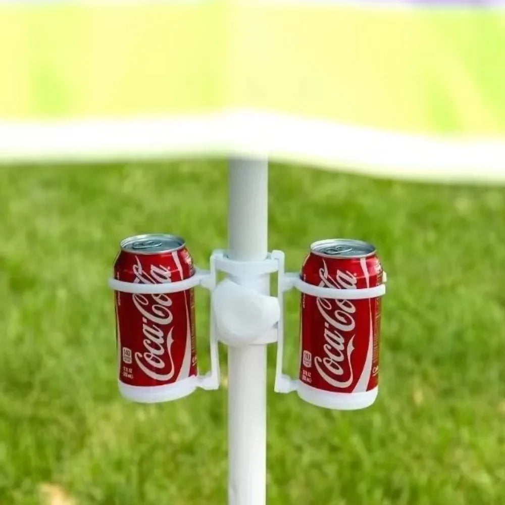 Beach Umbrella Drink Holder - Portable Cup Tray for Poolside/Boating, Plastic Patio Accessory with Adjustable Clamp for Parasols