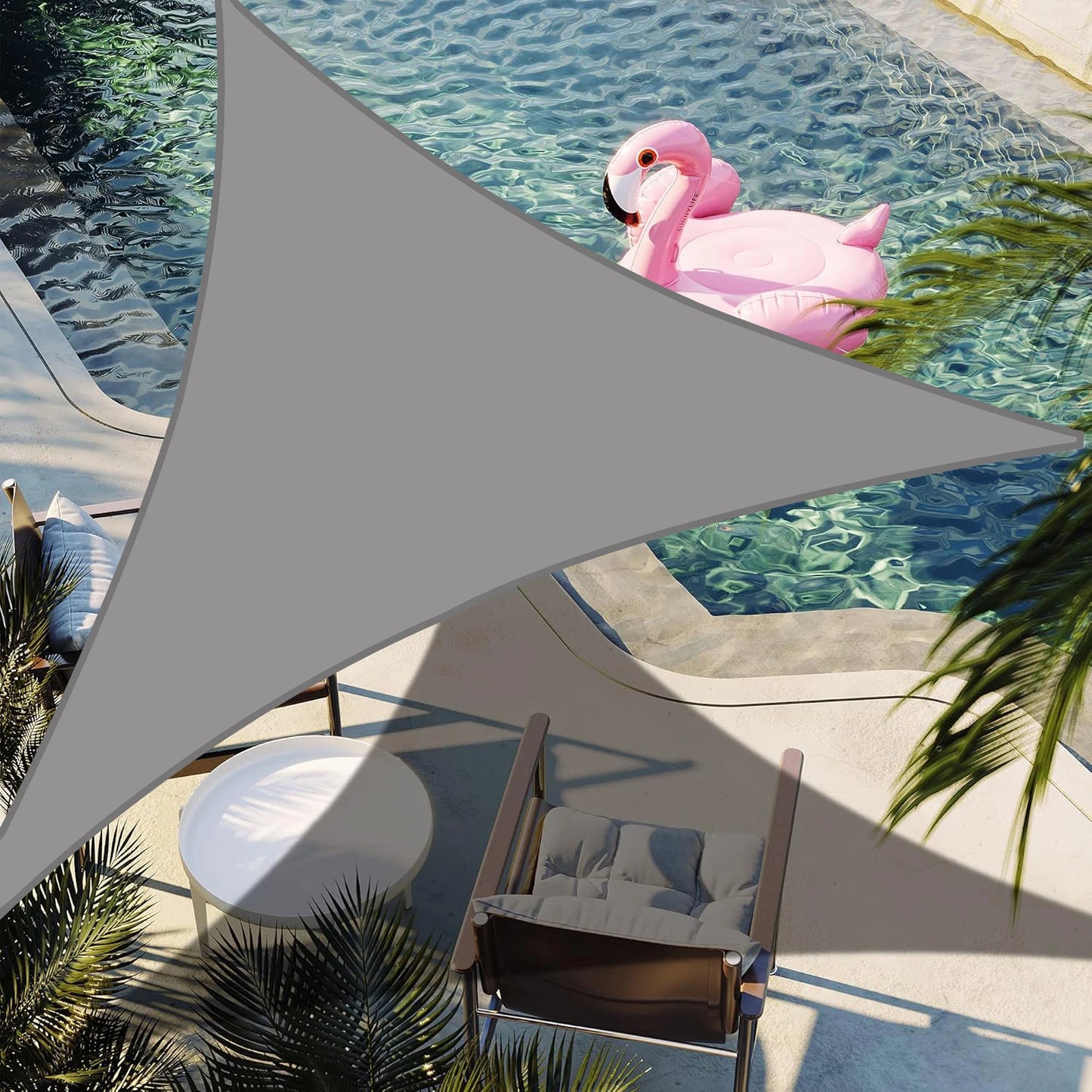 Portable  Triangle Sun Shade Sail, Easy-Install Shade Canopy for Pool Deck Party Playground green/grey orange