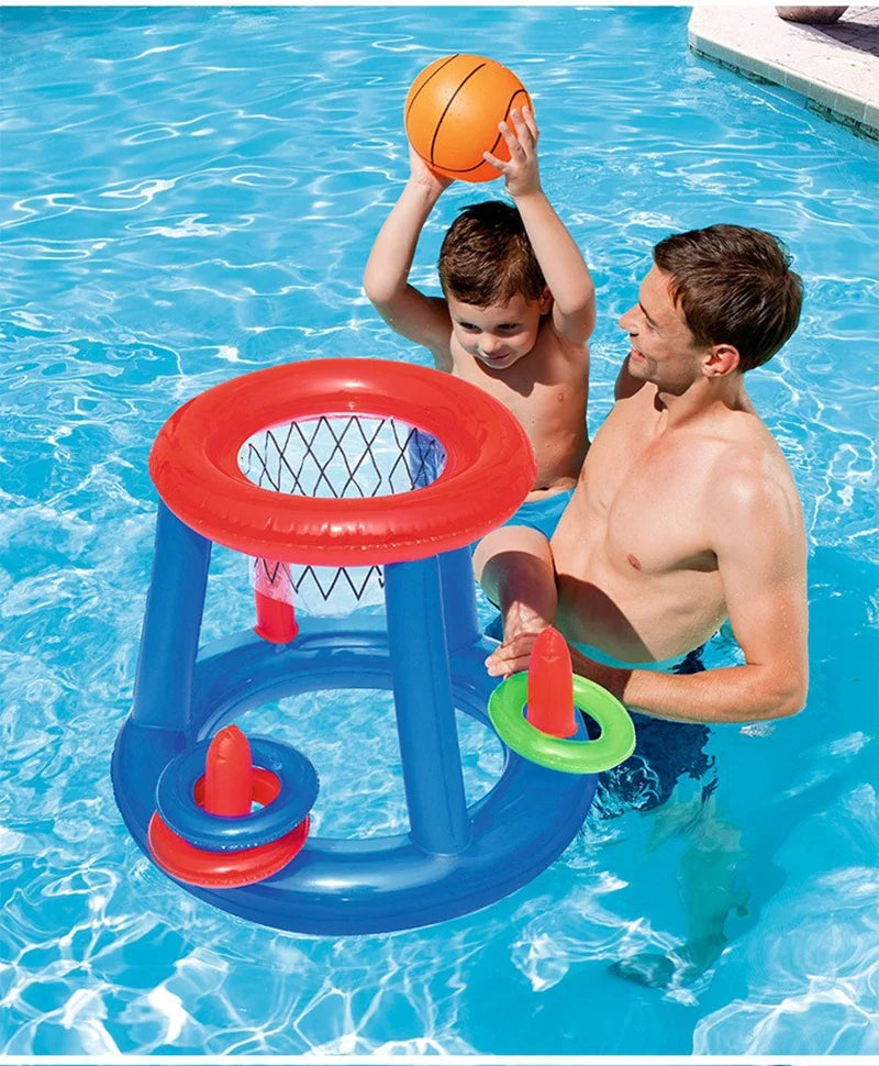 Swimming Pool Basketball Hoop Set Inflatable Floating Hoops with Ball Rings for Kids Teens Adults Perfect Competitive Water Play