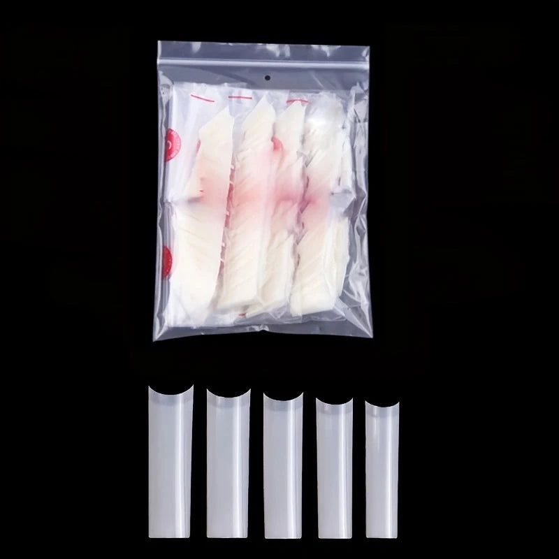 500Pcs XXL No C Curve Nail Tips for Acrylic Nails, Professional Set, Straight Tapered Square Clear Nail Tips Half Cover Long Fak