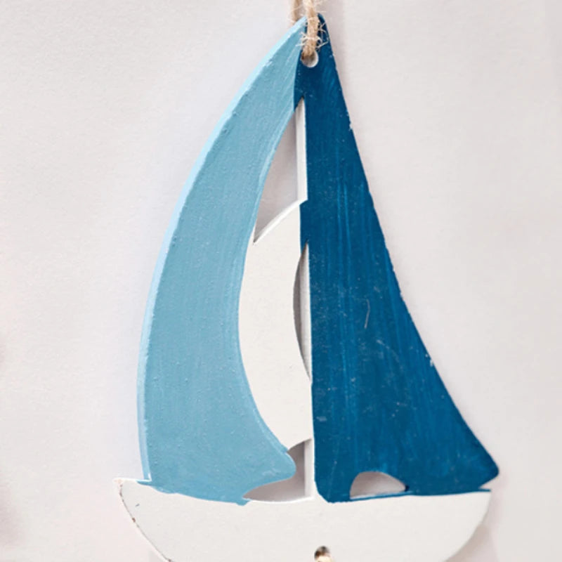 Mediterranean Style Decorative Ornaments Artistic Home Background Kindergarten Wall Hanging Lighthouse Sailboat Wooden Crafts