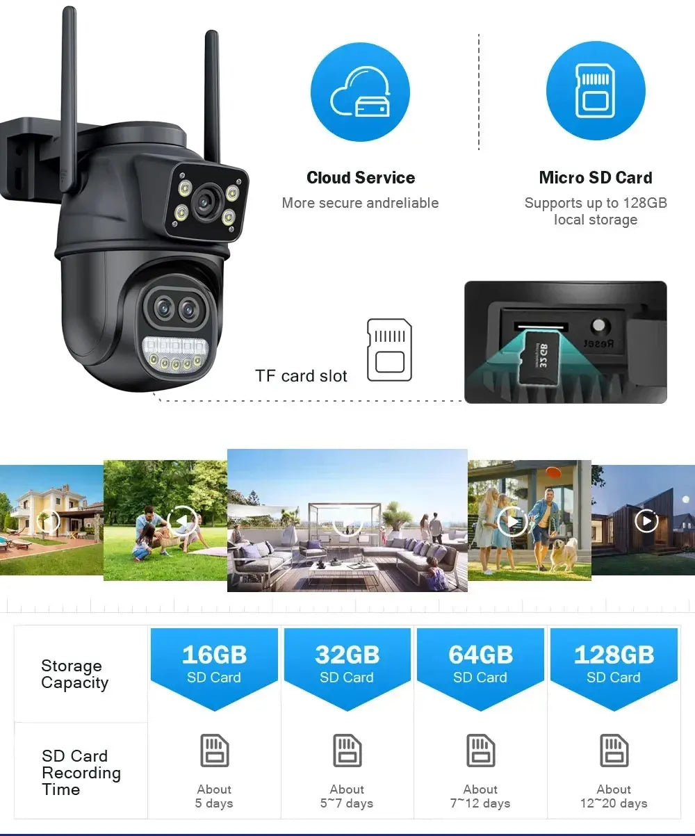 ICSEE Smart WIFI Security Camera 12MP 8K Three Lens 8X Zoom Outdoor HD Video Surveillance IP Cameras IPTV CCTV PTZ Auto Tracking