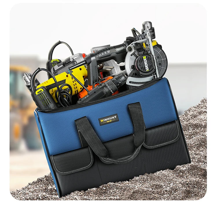 Heavy Duty Wide Mouth Tool Bag with Pockets, Organizer for Men's Tool Storage and Transport