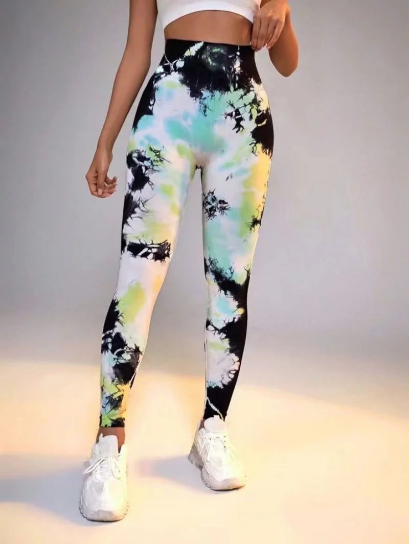New 3D Print Tie Dye Sports Pants Women Seamless  Leggings High Waist Fitness Push Up Leggings Gym Clothing Workout Tights