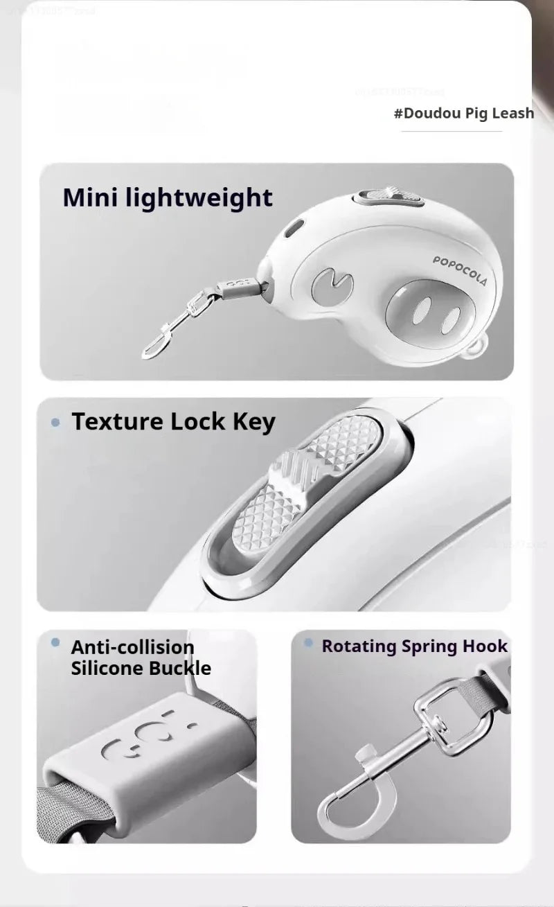 POPO Pet Mini Automatic Retractable Traction For Outdoor Walking Small Dogs Traction Rope Lightweight Dog Walking Rope Pet Items