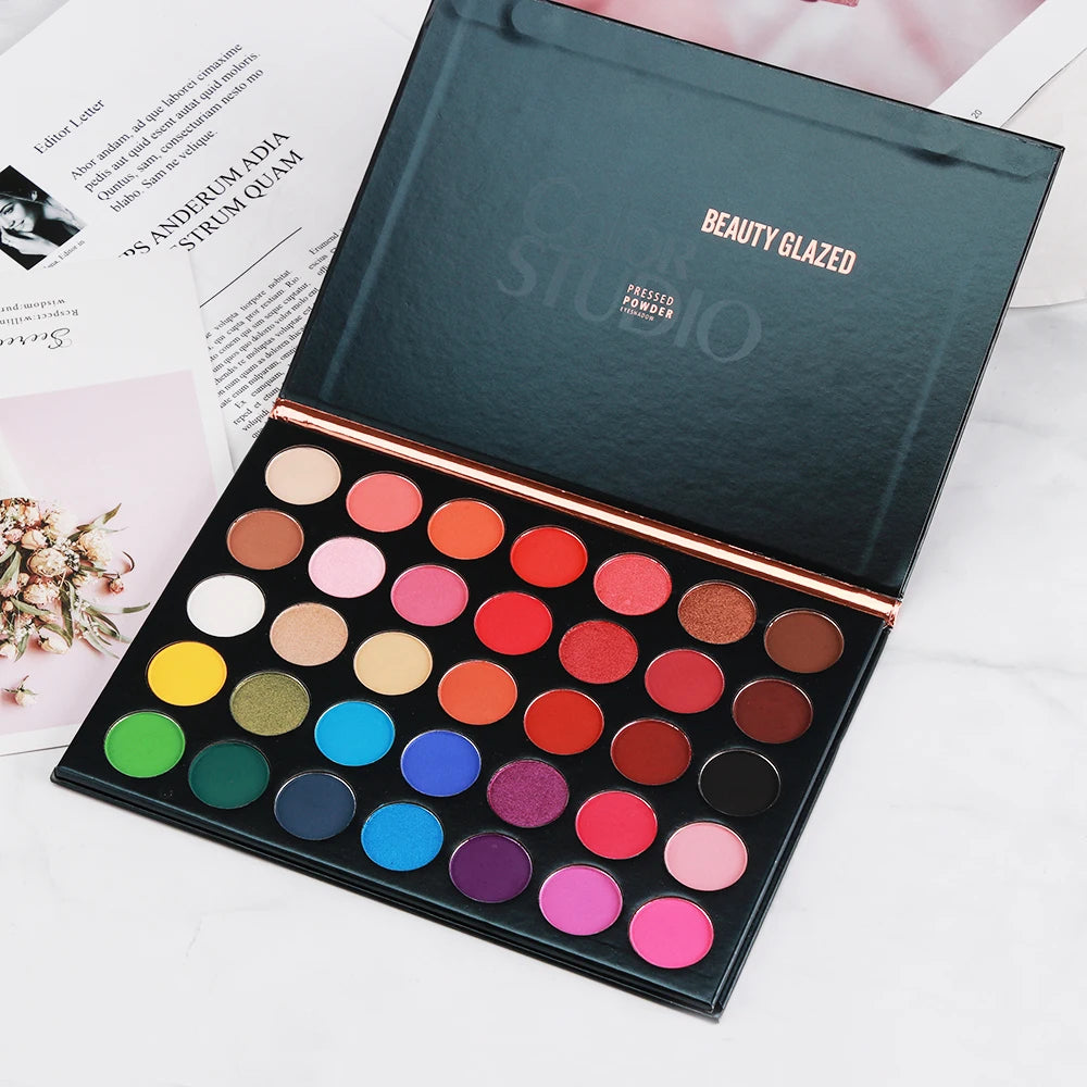 BEAUTY GLAZED Palette Eyeshadow 35 Colors Matte / Shimmer Natural Smokey  Glitter Eyeshadow  Make Up