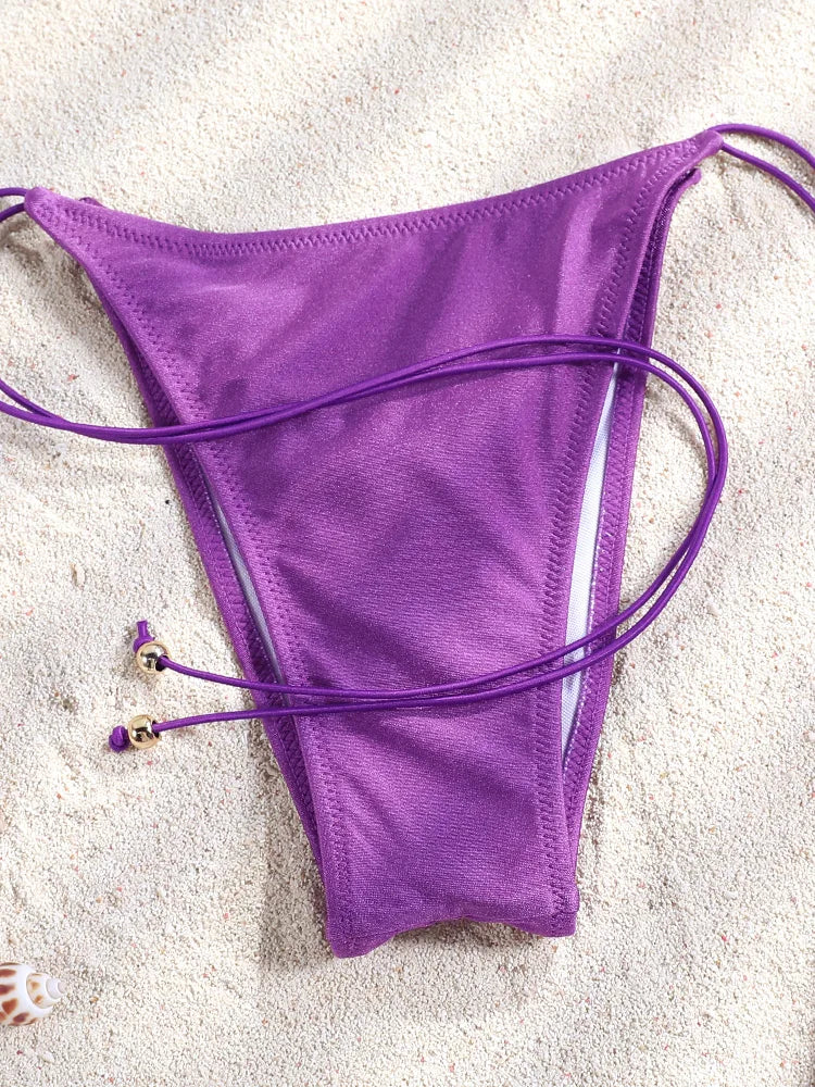 Miyouj 2025 Bikini String Swimsuit Sexy Female Bathsuit Women Swimwear High Cut Bathwear Bandage Biquini Leopard Two Pieces Suit