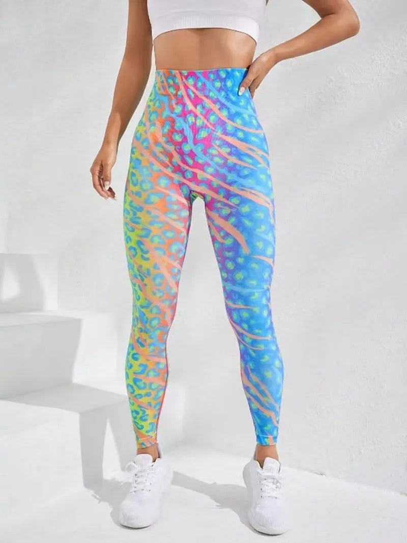 New 3D Print Tie Dye Sports Pants Women Seamless  Leggings High Waist Fitness Push Up Leggings Gym Clothing Workout Tights