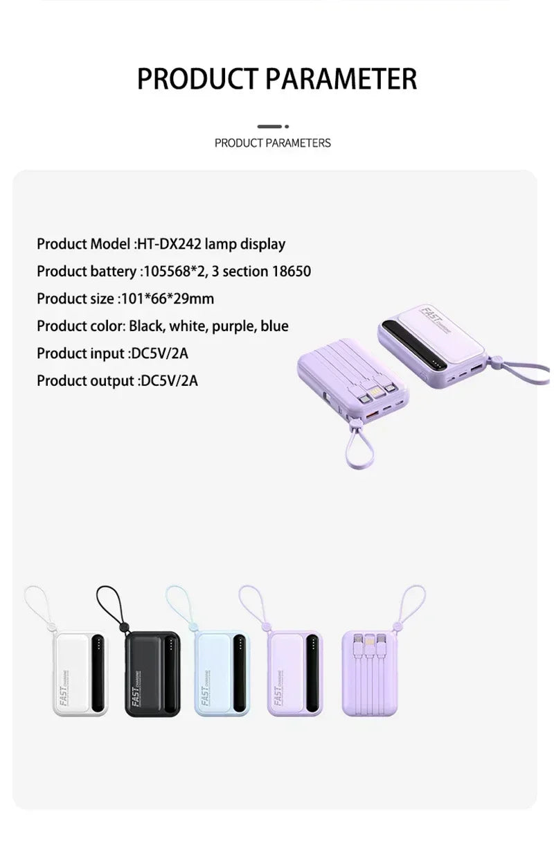 VIVO 500000mAh Power Bank Built in 4 Lines Large Capacity Super Fast Charging Portable External Battery for All Phones 2026 NEW