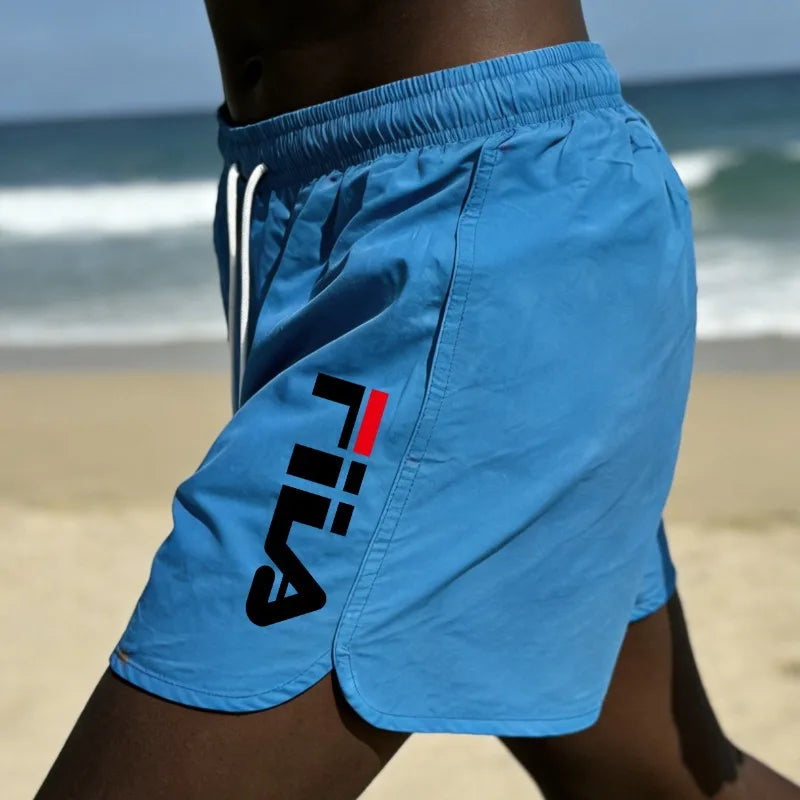 Men's Quick-Dry Beach Pants with Fashion Print, Comfortable Loose-Fit Surfing and Swimming Shorts