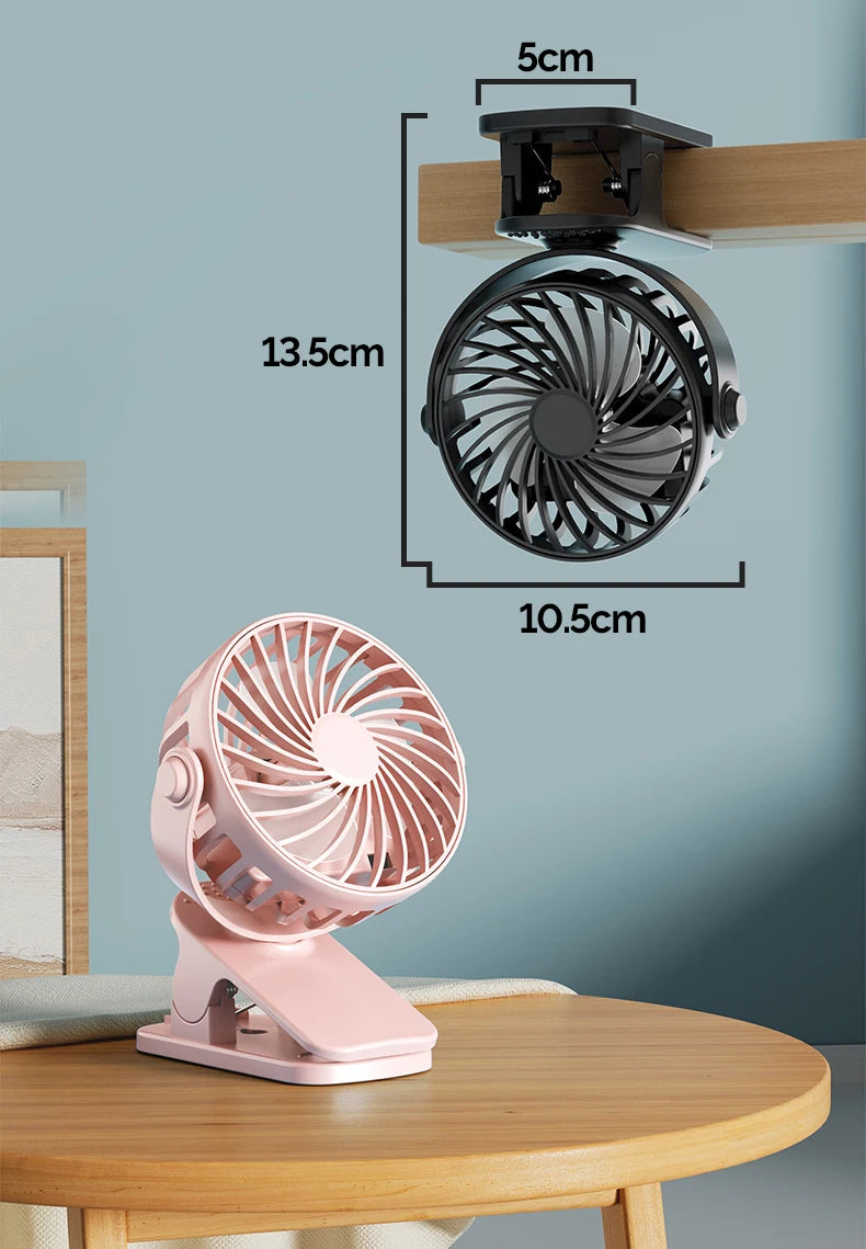 Portable Rechargeable Clip Fan 720° Rotatable Hanging Fan with Night Light Air Cooler for Outdoor Camping Ventilador