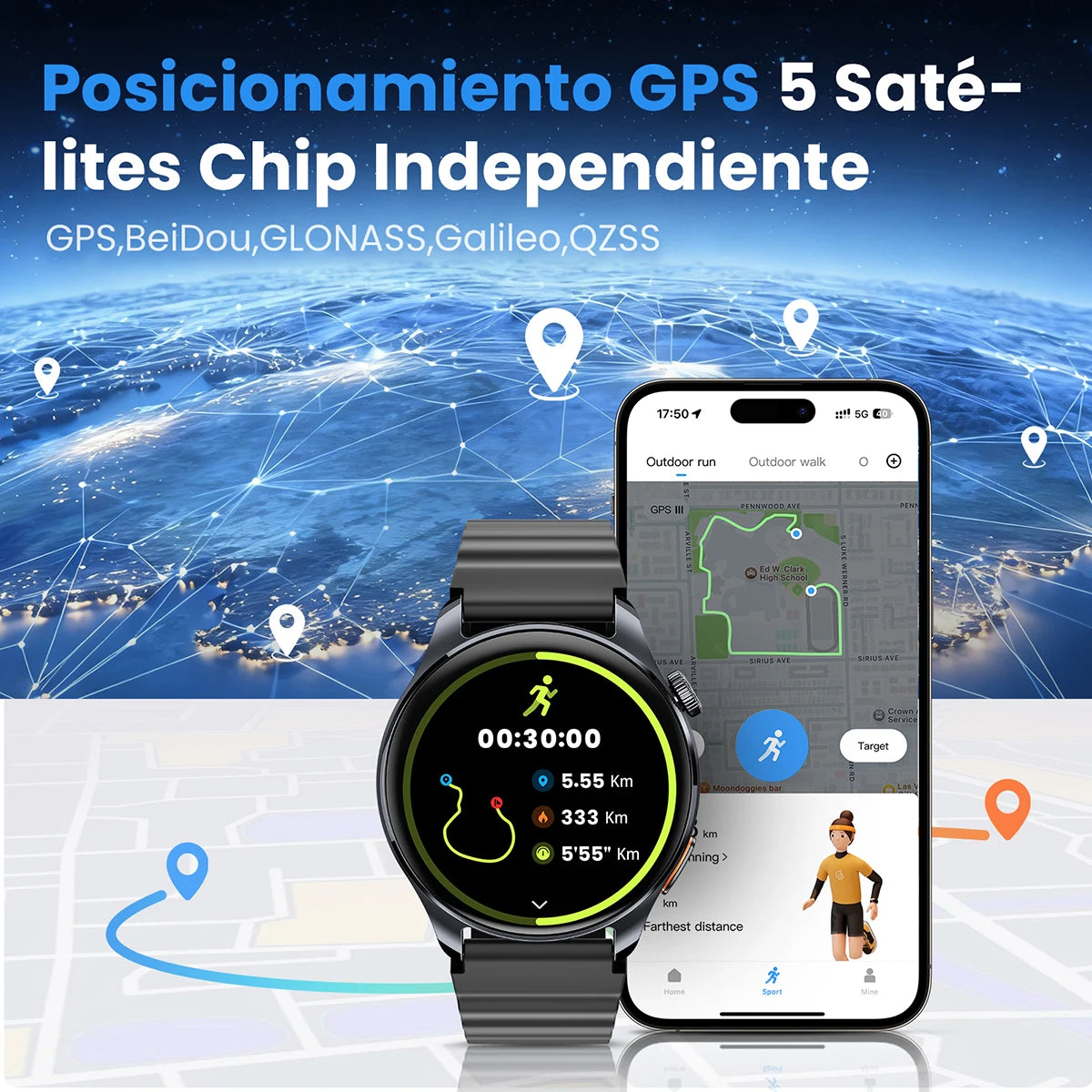 HAYLOU Watch 4S GPS Smartwatch 1.43” HD AMOLED Display 5 Satellite GPS Positioning 120+ Workout Modes Sport Fitness Smart Watch