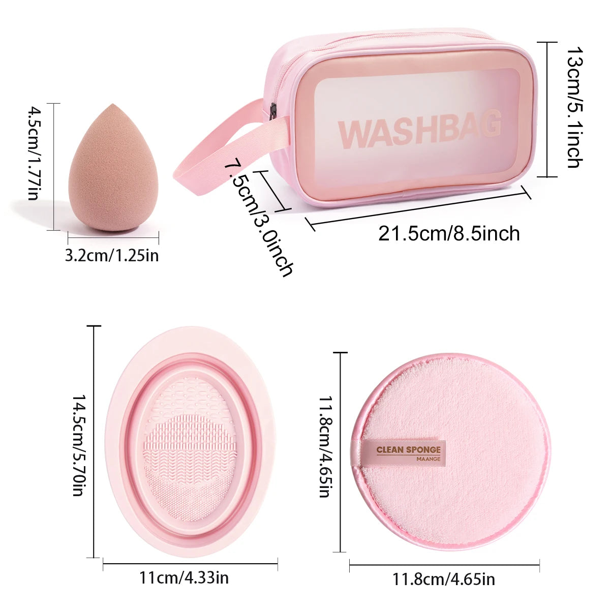 MAANGE 34PCS Makeup Tools Kit 30PCS Foundation Eyeshadow Blush Makeup Brush Cosmetic Makeup Remover Puff Sponge Set with Bag