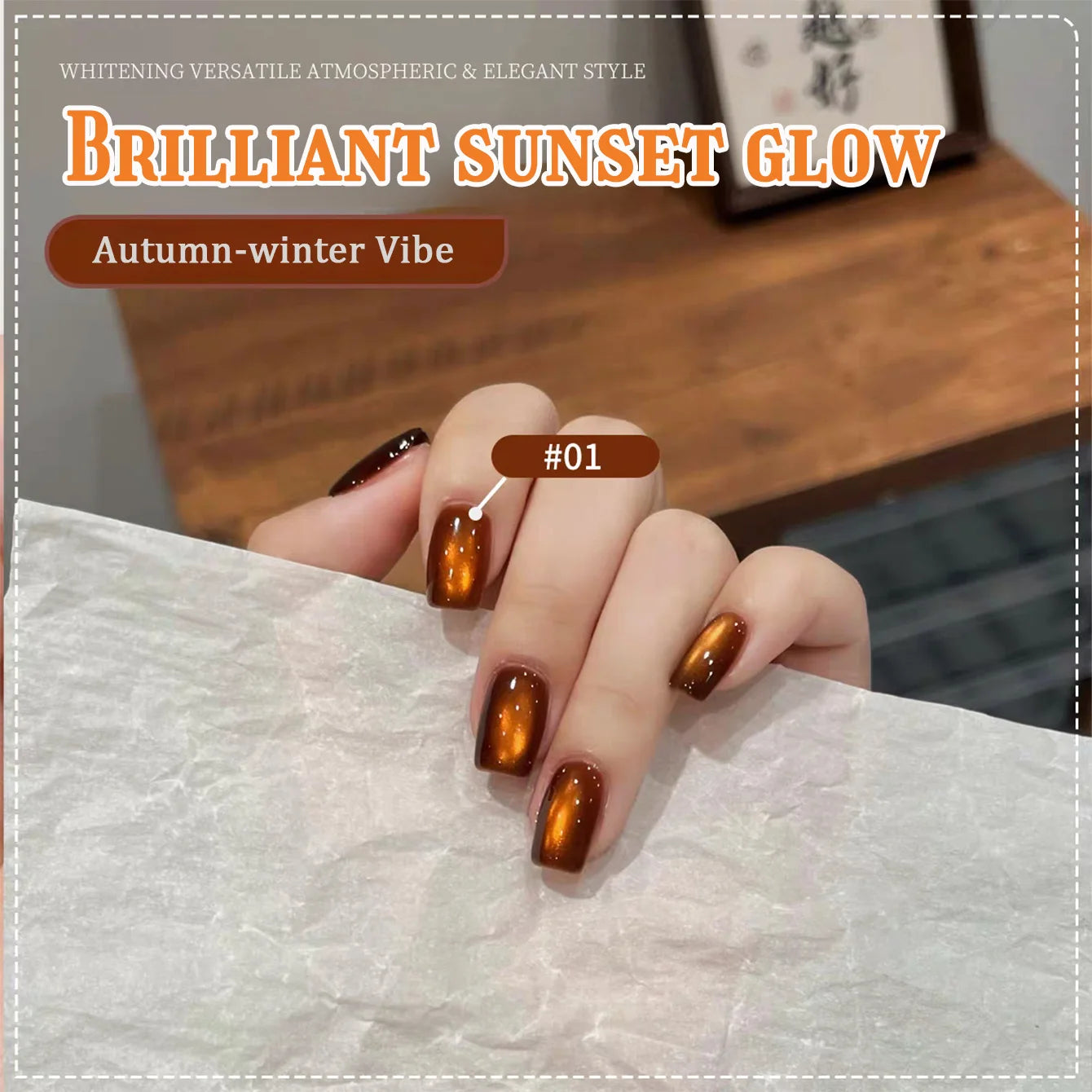 ZH 12ML 12-Color Christmas Red Nails Fiery Sunset Glass Bead Cat Eye Gel Nail Polish Fine Powder Cat Magnetic Gel Nail Salon