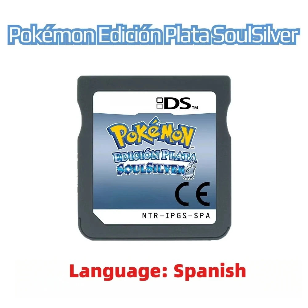 DS Game Card ， Soul Silver Heart Shaped Gold Pearl Diamond Black 2 White 2 ，Console game cartridge ，Spain Language
