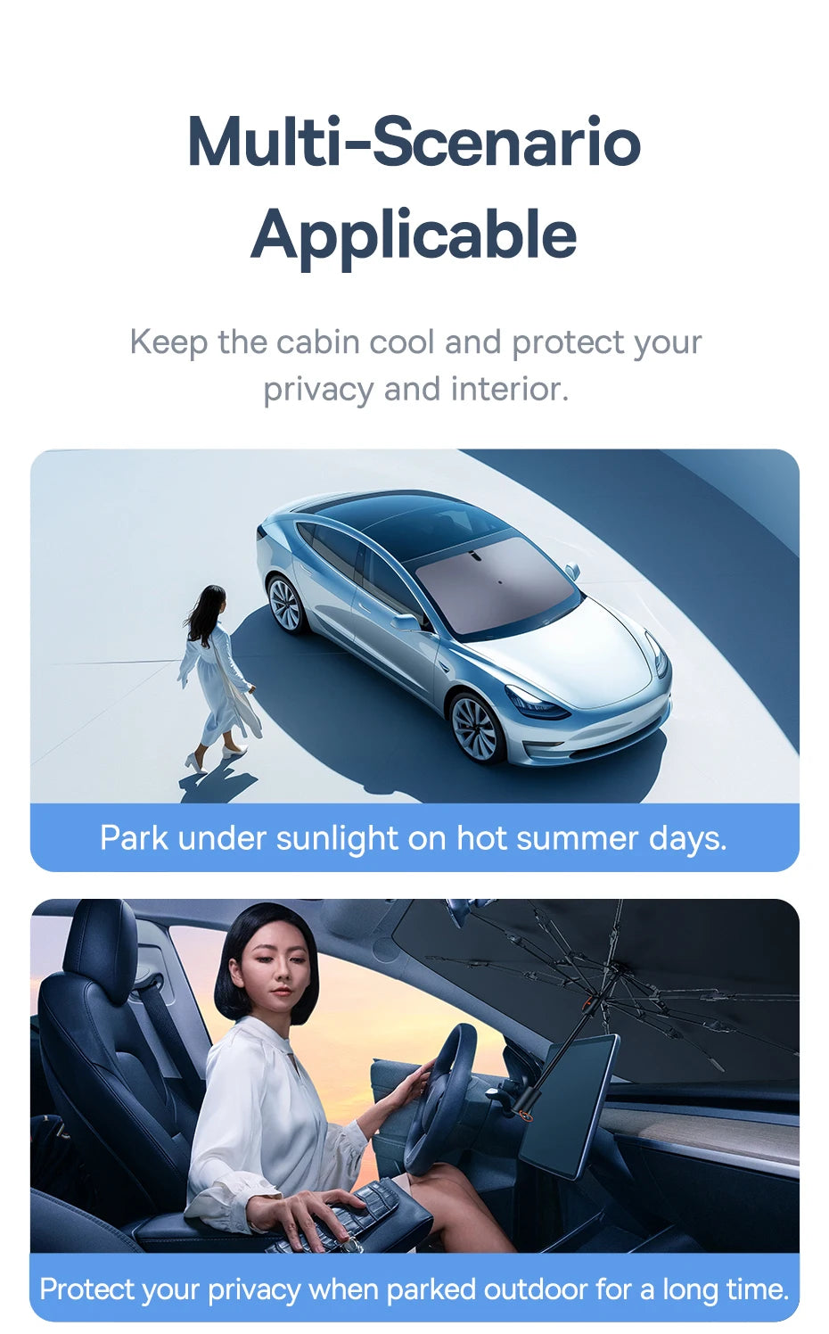 Baseus Car Windshield Sun Shade Umbrella Wider Hemmed Edges Cover Front Window Sunshades Summer Sun Protection Accessories