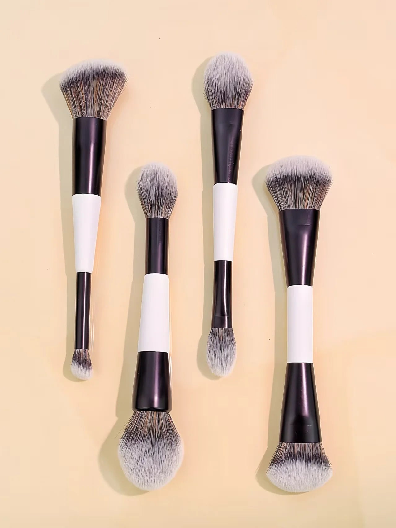 4 Double-Ended Makeup Brushes, Multi-Functional Makeup Brushes, Blush Brush, Foundation Brush, Loose Powder Brush, Highlight Brush, Nose Shadow Brush, Concealer Brush, Blush Brush, Gift for Women and Girls