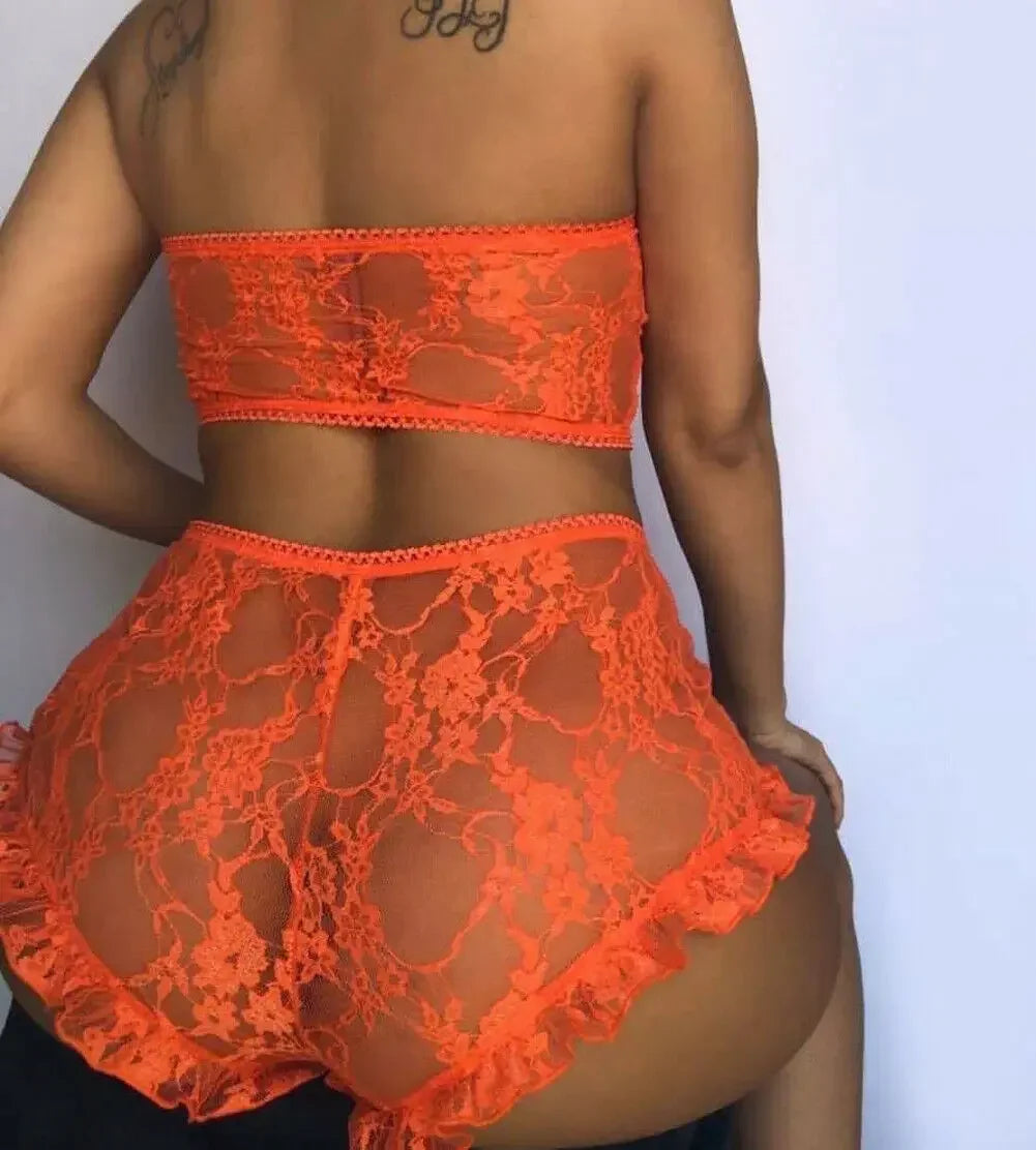 Sexy Bodysuit Lace Lingerie Women Backless V Neck Sheer Catsuit With Stockings Erotic Underwear Sex Hot Babydolls Lenceria