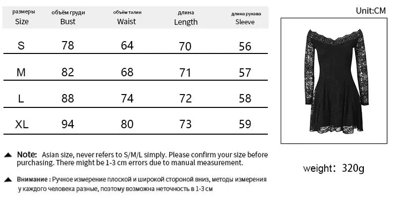 Summer Women Dress French Style One Shoulder Lace Dress Sexy Short Black Date Night Gown High Waist Long Sleeve Dresses Clothing