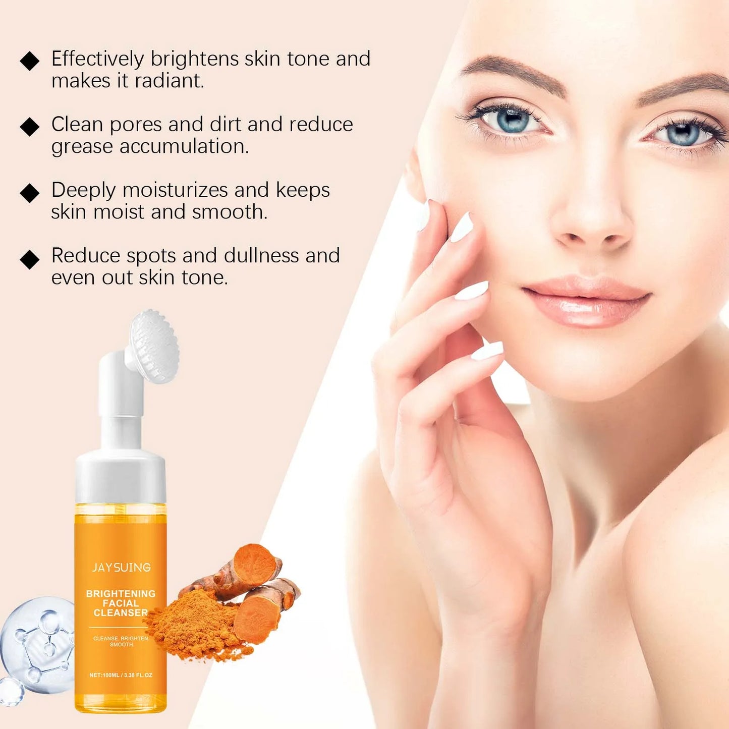 Turmeric Deep Cleansing Cleanser Exfoliate Reduce Facial Dirt Gentle Oil Control Nourish Skin Massage Moisturizing Face Cleanser