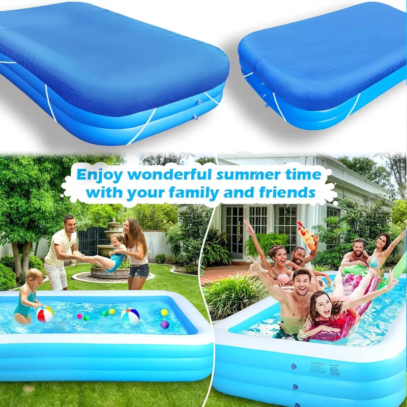 Rectangular Pool Cover Dustproof Square for Garden Outdoor Paddling Family Ten Foot Pools Protector Inflatable Pool Cover