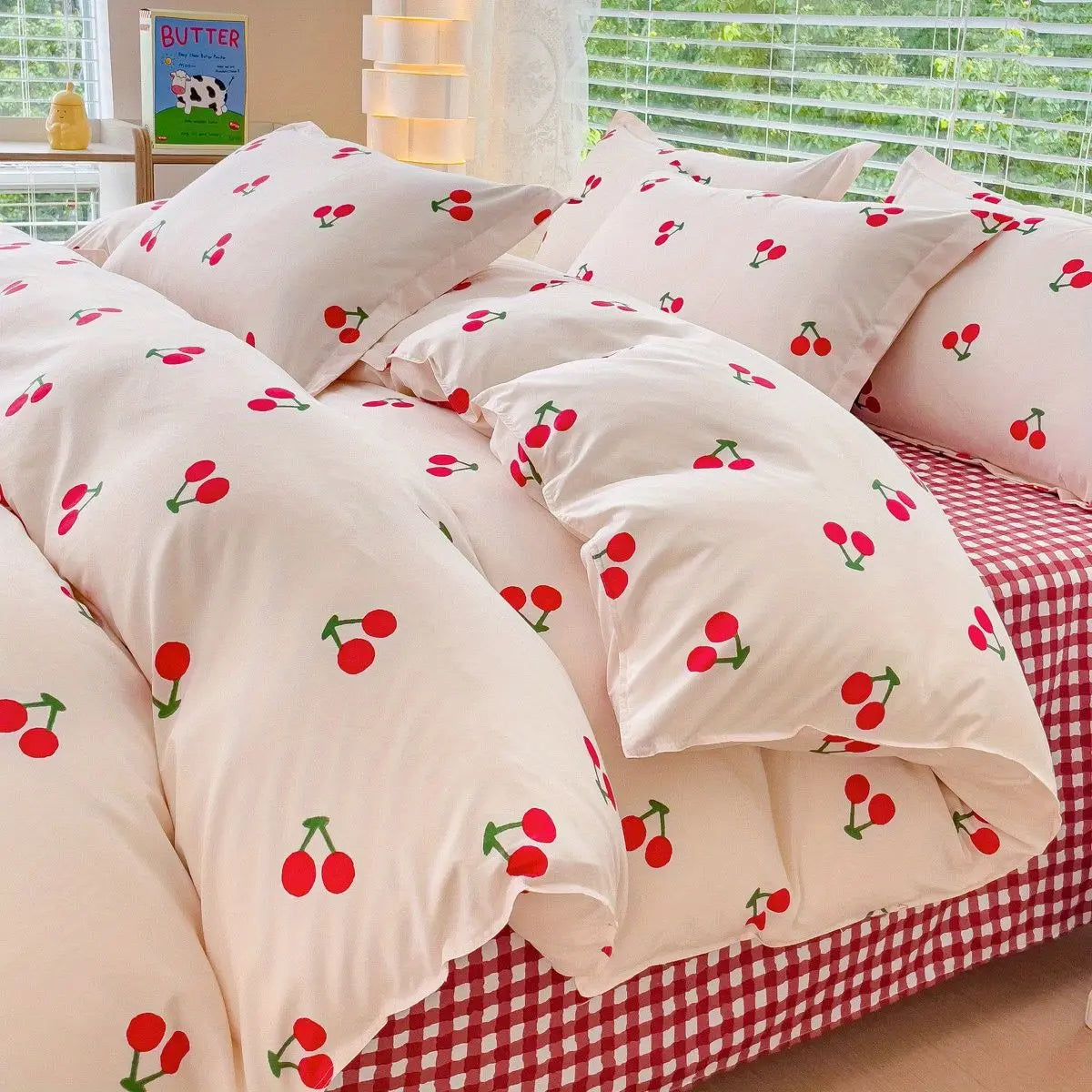 Cute Rabbit Bedding Set New No Filler Ins Floral Duvet Cover Flat Sheet Pillowcases Twin Queen Size Girls Boys Comforter Cover
