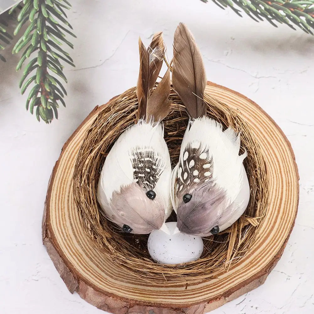 Decor Garden Vine Home House Decoration Craft Nature Realistic Feathered Bird Nest Artificial Craft Birds Birds Egg