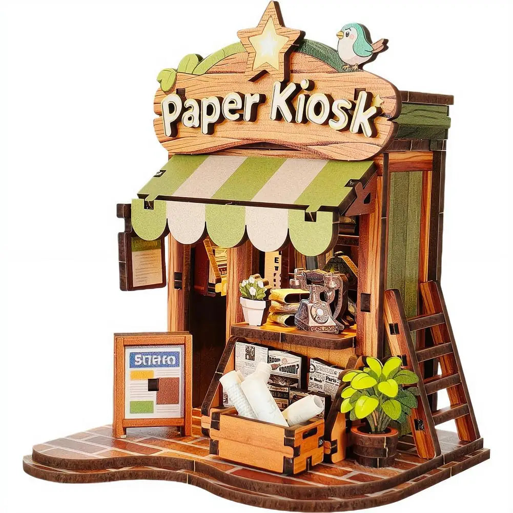 Creative Bookstore Desktop Decoration DIY Book Home Wooden Building 3D Hand-assembled Building Model Highquality Furnishing Gift