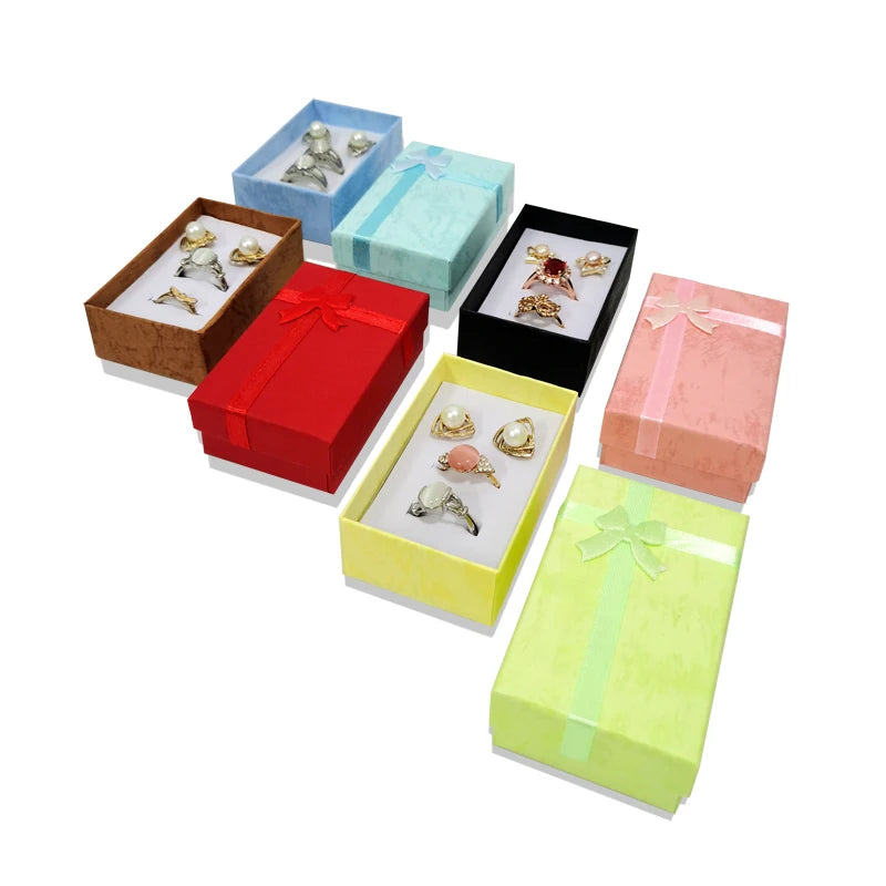 12pcs/lot Assorted Colors Ring Necklace Set Box Trinket Box Necklace Case Earrings Holder 5*8 Packaging Gift Box