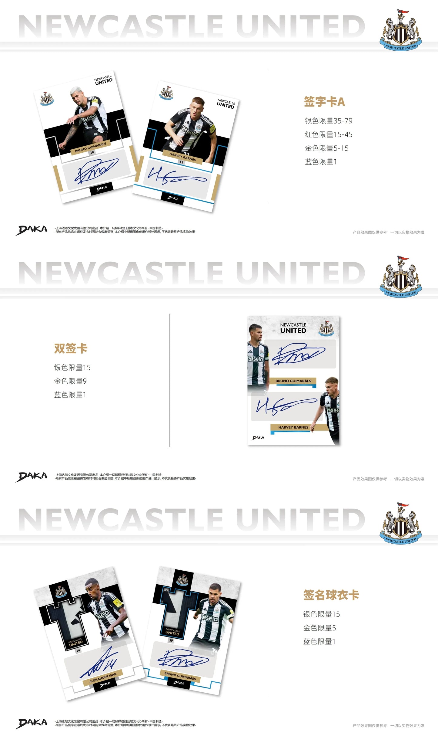 Genuine DAKA 2024-25 Sports Competition Season Isak Autograph Card Newcastle United Official Football Collectible Trading Cards
