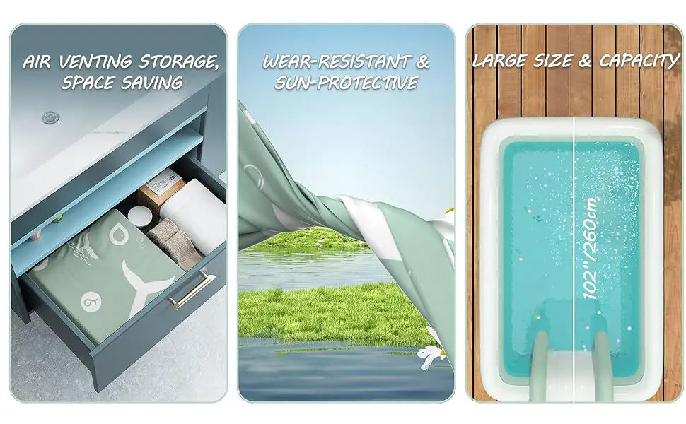 Inflatable Pool with Canopy and Slide,Large Inflatable Swimming Pool for Persons,Family Pool for Backyard, Outdoor
