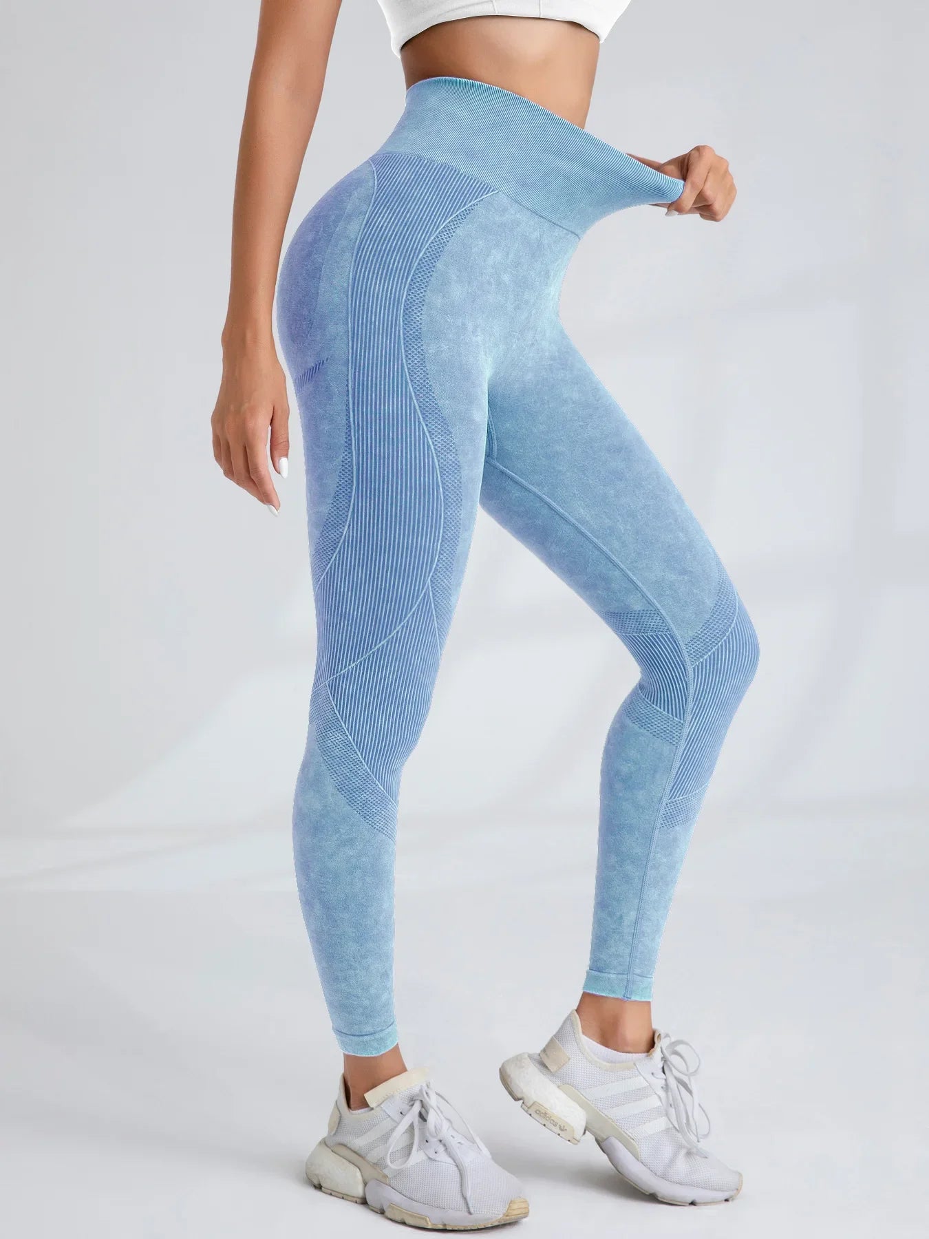 Women Seamless Gym High Waist Yoga Pants Hip Lifting Outdoor Sports Tight Waist Letter Sand Washed Pants Exercise Yoga Leggings
