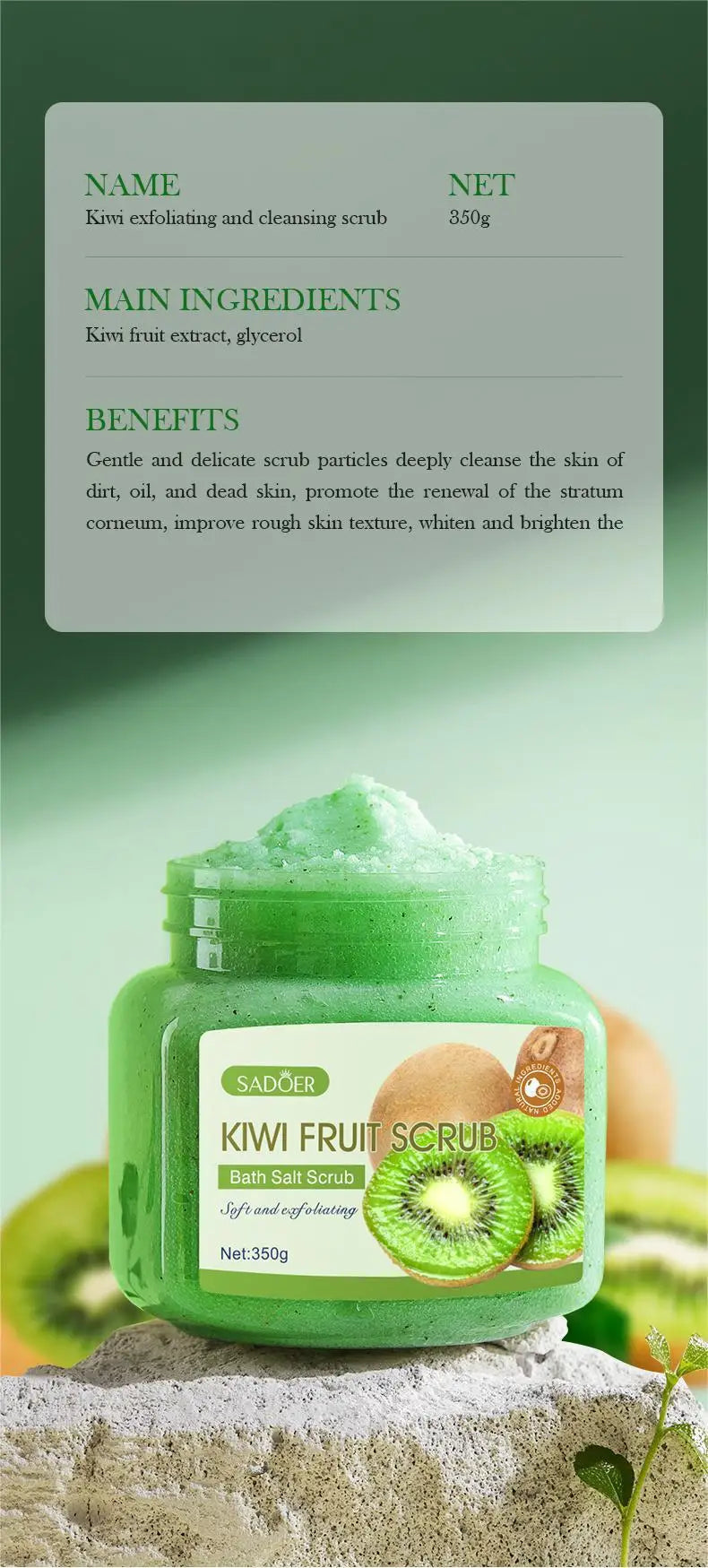 350g Body Bath Scrub, with Gentle and Fine Exfoliating Particles That Can Clean Dirt and Oil from the Skin, Improve Rough Skin Texture, Make the Skin Bright, and Give It a Silky, Smooth, and Radiant Feel - Home Care