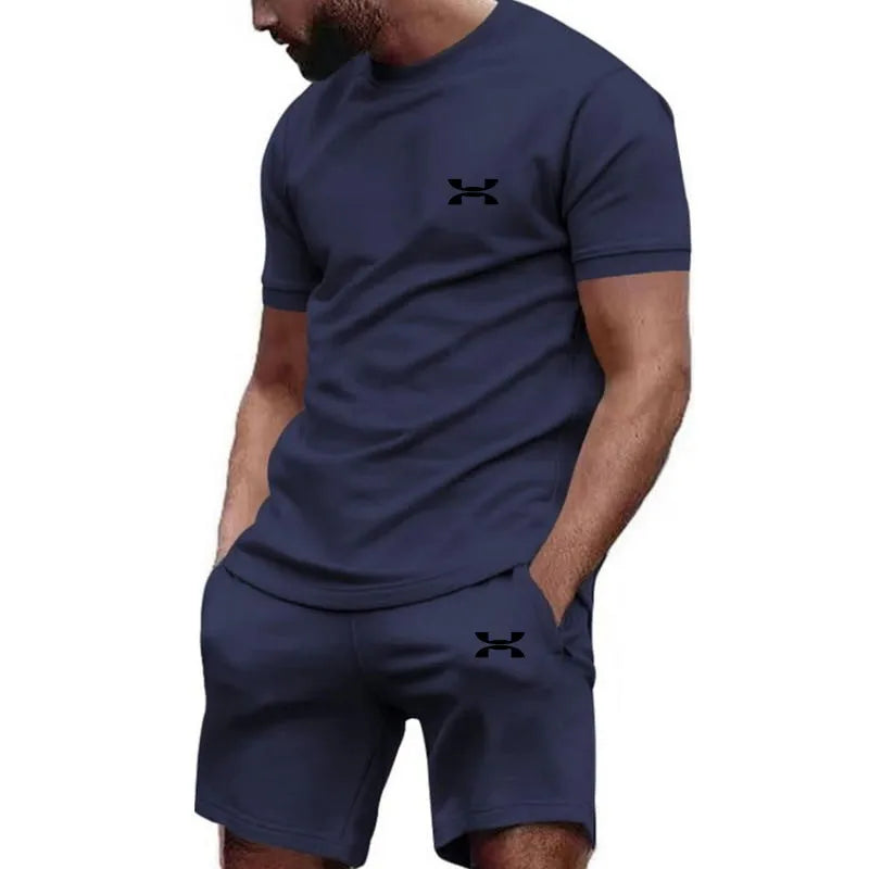 new men's sportswear short sleeved T-shirt and sports shorts summer casual jogging pants set men's two-piece set