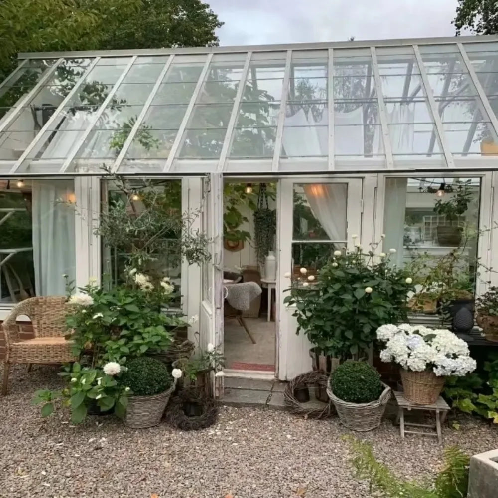 Enclosed Insulated Sunroom Garden Terrace Glass, Aluminum Solarium Conservatory Outdoor Living Room Sun House for Villa