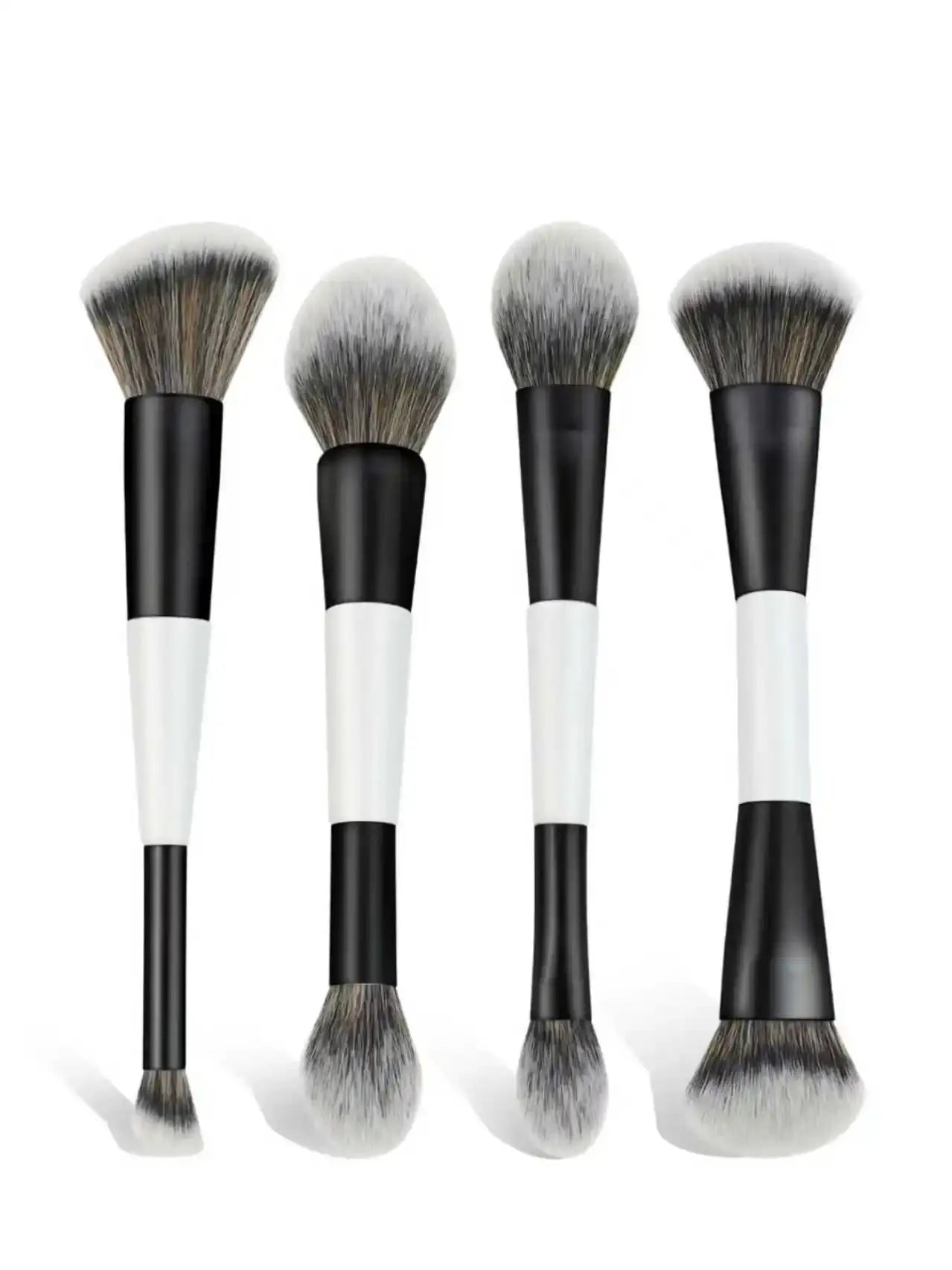 4 Double-Ended Makeup Brushes, Multi-Functional Makeup Brushes, Blush Brush, Foundation Brush, Loose Powder Brush, Highlight Brush, Nose Shadow Brush, Concealer Brush, Blush Brush, Gift for Women and Girls