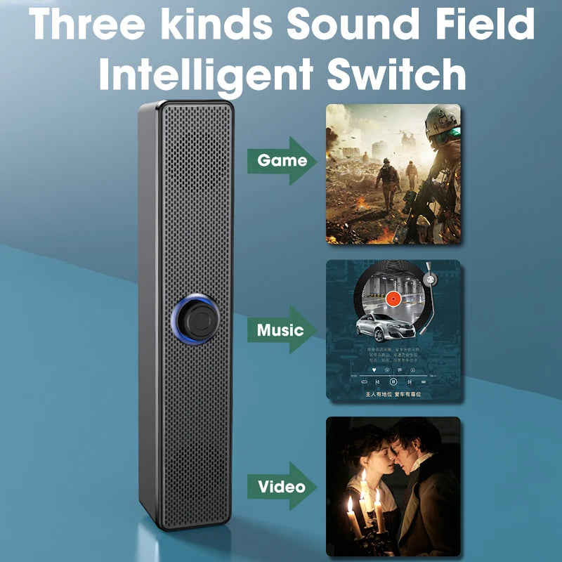 HOMEFISH  BT5.0 Soundbar Speaker Wired Wireless Dual Mode 9D Surround Stereo Bass Anti-Interference for PC TV Phone Gaming