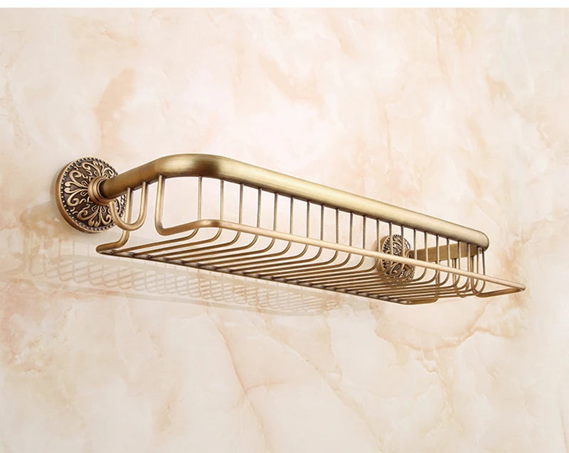 Antique Bronze Brass Wall Mounted Bathroom Soap Basket Bathroom Shower Shelf Shampoo Holder Shelves Storage Shelf Rack
