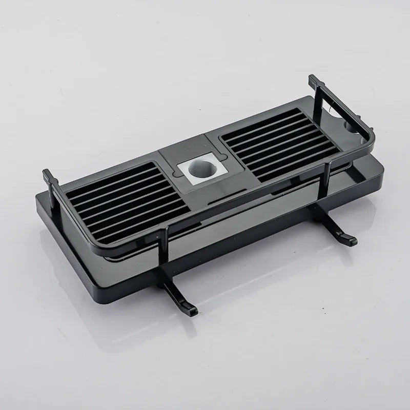 Bathroom Shower Storage Rack Organizer Pole Shelves Shampoo Tray Stand Single Tier No Drilling Lifting Rod Shower Head Holder