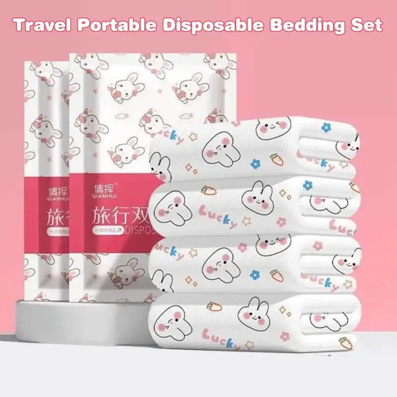 Hotel & Travel Disposable Bedding Set – Extra Thick 3/4-Piece Includes Sheets, Duvet Cover & Pillowcases, Sanitary & Convenient