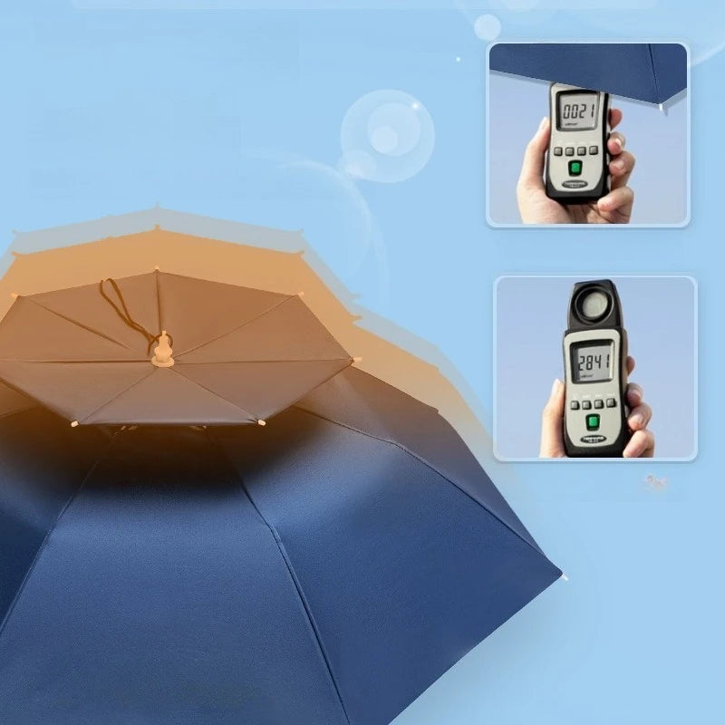 Head Mounted Fishing Umbrella Cap Multi functional Outdoor Sunshade Head Umbrella Cap Adult Sunny and Rainy Umbrella