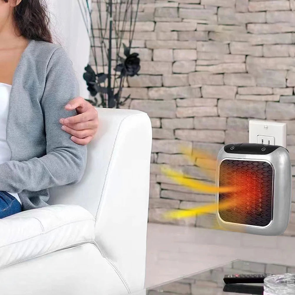 800W Portable Electric Heater EU Small Bathroom Fast Heating Fans Bedroom Heater Home Use Warming Device with Remote Control