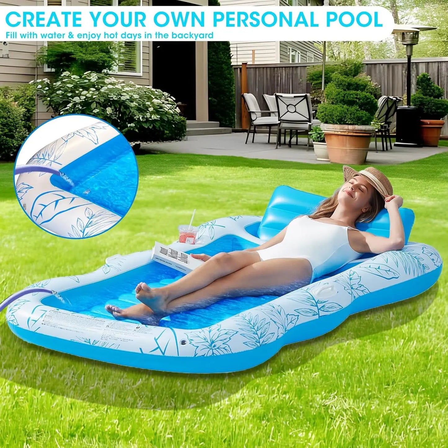 Extra Thick Oversized Pool Floating Sun Lounger, Comfortable Buoyant Sunbathing Mat for Swimming Pool, Beach, Lawn Outdoor